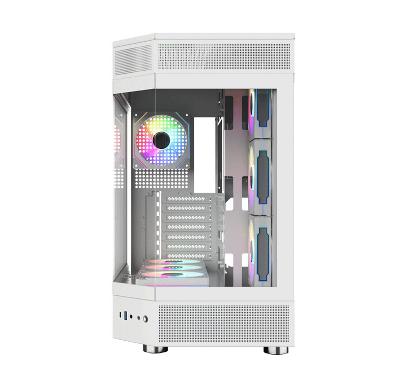 Acegeek icecube Mid-Tower Case with 7x RGB Fans - White